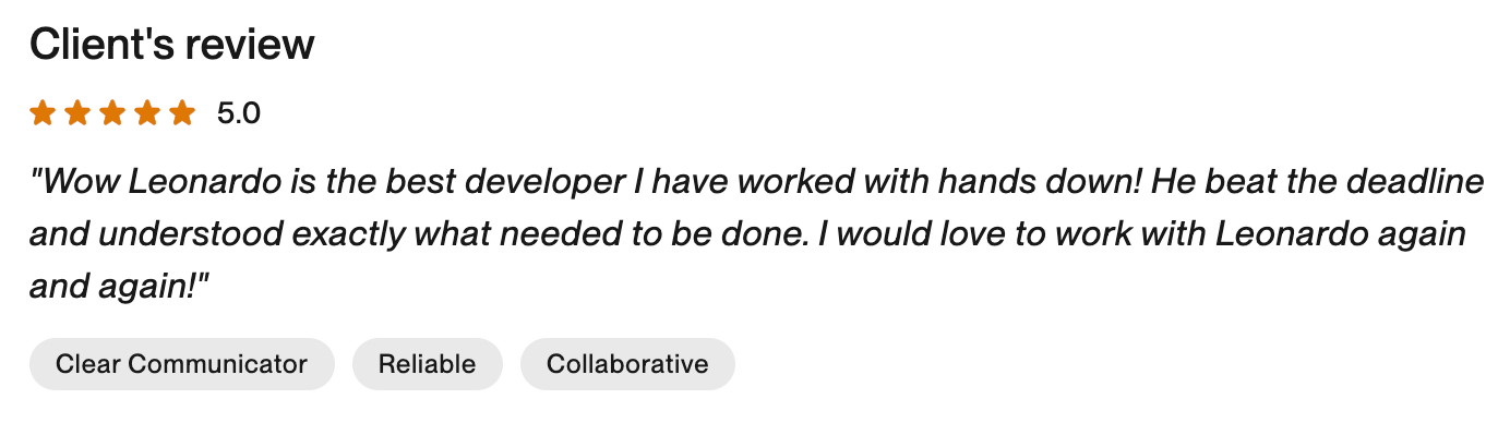 Upwork 5-star review